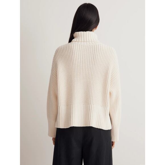 Madewell Wide Rib Wool Blend Hi Low Tunic Chunky Turtleneck Sweater Size XXS - Picture 4 of 8